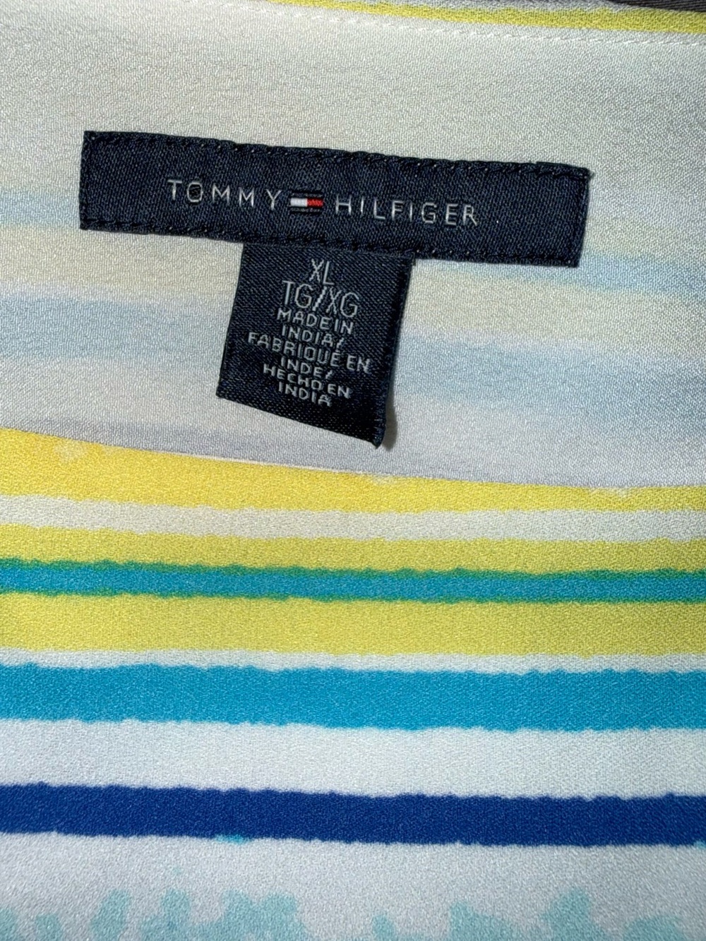 Tommy Hilfiger Vintage Multicolor Striped Shift Dress in Yellow, Teal & Navy - Picture 5 of 7